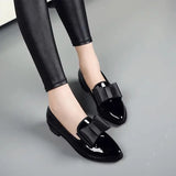 Women’s Leather Loafers Round Toe Lace-Up Shoes