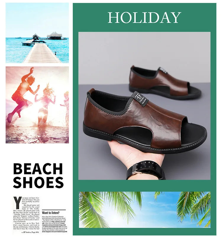 Men’s Leather Summer Beach Sandals 2025