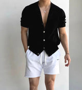 Men Short Sleeve Cardigan Knit