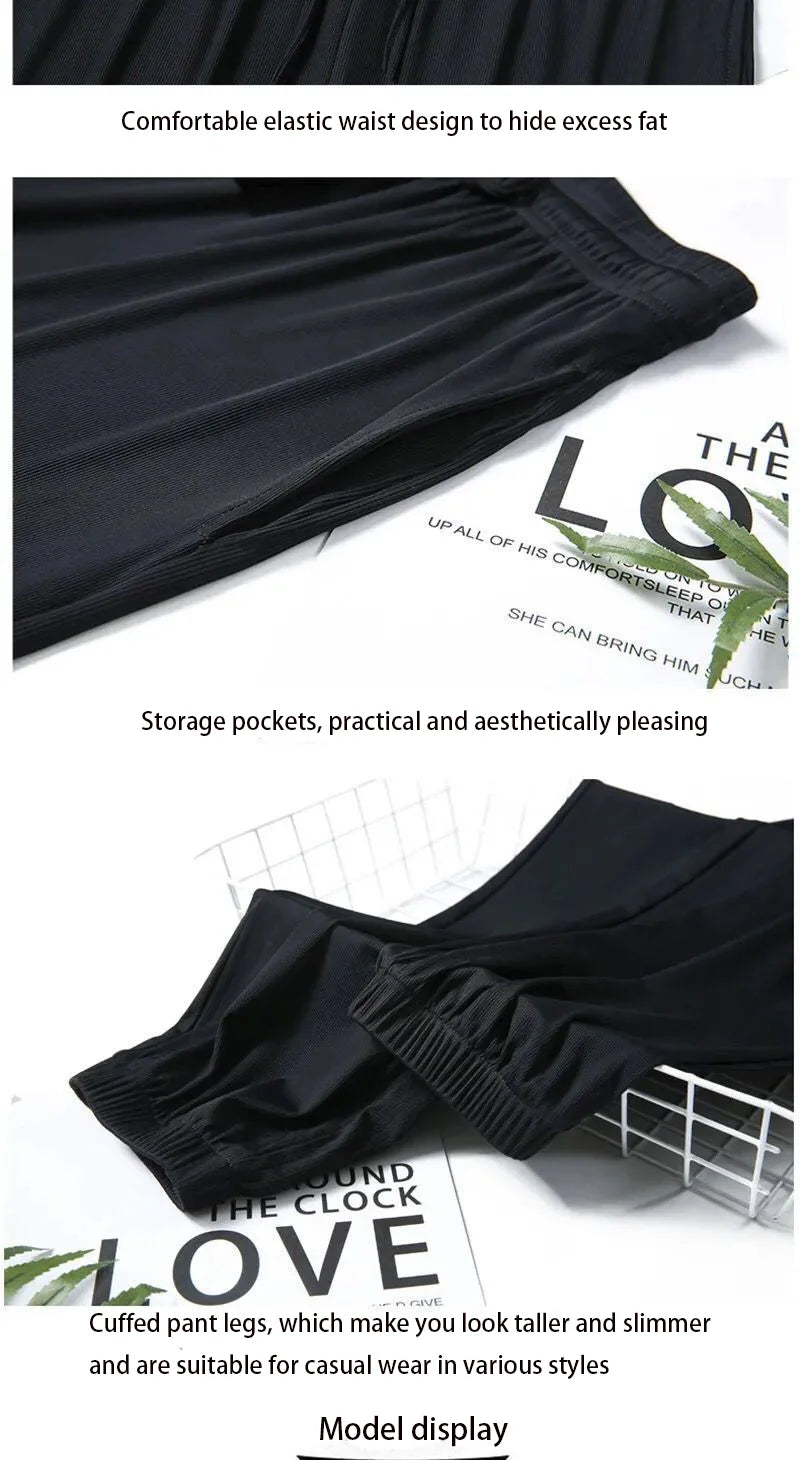 Women Ice Silk Drawstring Pants