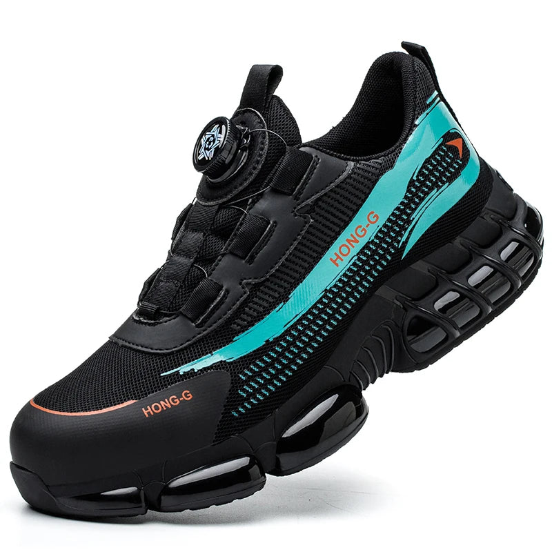 Men Rotary Buckle Steel Toe Safety Shoes