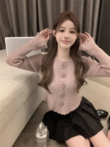 Women Cropped Floral Knit Cardigan