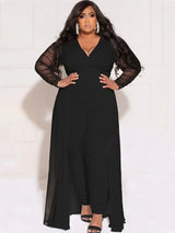 Women Mesh Lace Sleeve Pants Set