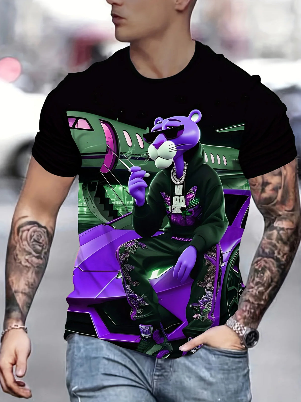 Men's Plus Size Graphic T-Shirt – Cartoon Print