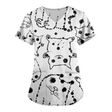 Cute surgical cat print scrubs for women, perfect veterinary nurse uniform featuring a playful design.