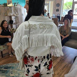 Personalised Pearl Denim Jacket for Bachelorette Party