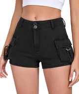 Women's Tight Cargo Denim Shorts