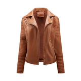 Women's Faux Leather Lapel Biker Jacket