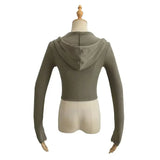 Women Cropped Zip Hoodie Y2K Corset Hem Sweatshirt