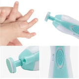 Baby electric nail trimmer in use, designed for safe and gentle nail care for infants and toddlers.