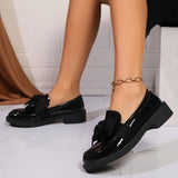 Women’s Bow Decor Leather Pointed Toe Loafers