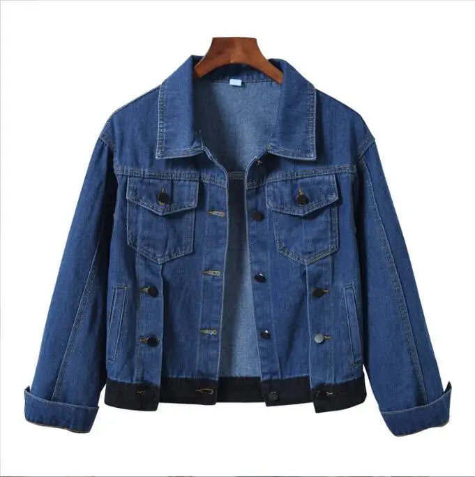 Women's Single Breasted Denim Lapel Jacket