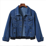 Women’s Pure Color Lapel Denim Jacket
