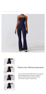 Women Backless Flared Yoga Jumpsuit