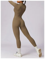 Women Fitness Zipper Long Sleeve Jumpsuit