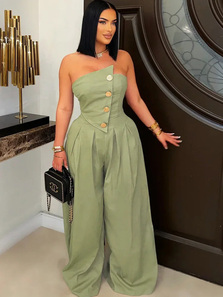 Glamora™ – Strapless Palazzo Clubwear Jumpsuit (Bold, Sexy & Flowy)