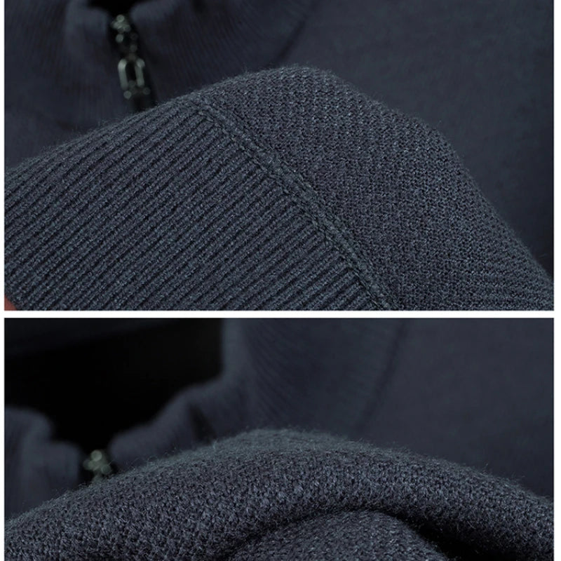 Men Half Zip Velvet Knit Sweater