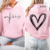 Women's Heartbeat Print Retro Hoodie