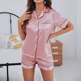 Women Satin Button Down Pajama Set