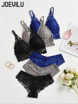 Women Contrast Lace Bra Set