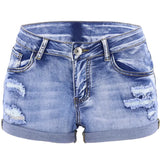 Women's Mid Waist Denim Shorts for Summer Beach Style