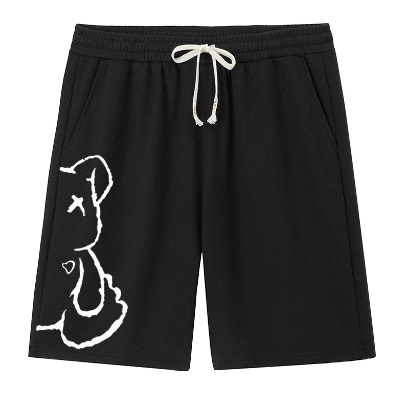 Plus Size Men's Graphic Gym Shorts – Casual Stretch