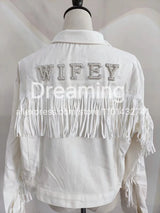 Personalised Pearl Denim Jacket for Bachelorette Party
