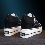 Women Canvas Shoes Black Platform Sneakers