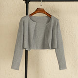 Black Cropped Knitted Korean Style Sweater