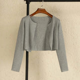 Women Black Cropped Knit Sweater