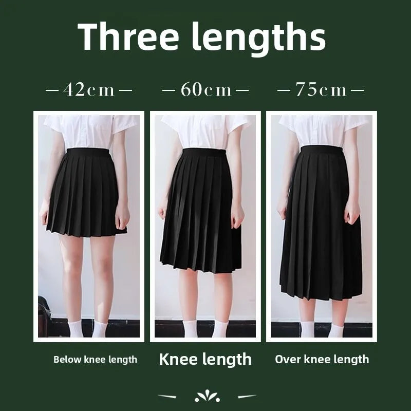 Women Pleated Midi College Skirt