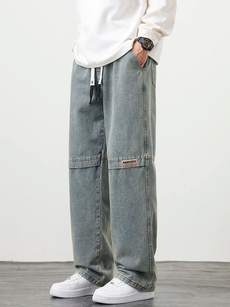 Men Retro Wide Leg Jeans