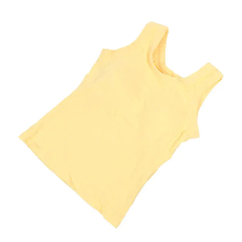 SlimCotz™ Padded Cotton Spaghetti Camis in soft yellow, breathable summer slim fit for women.