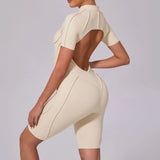 Women Sports Zipper Short Jumpsuit