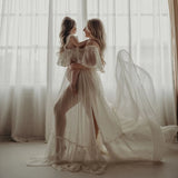 Chiffon Off-Shoulder Maternity Photography Dress