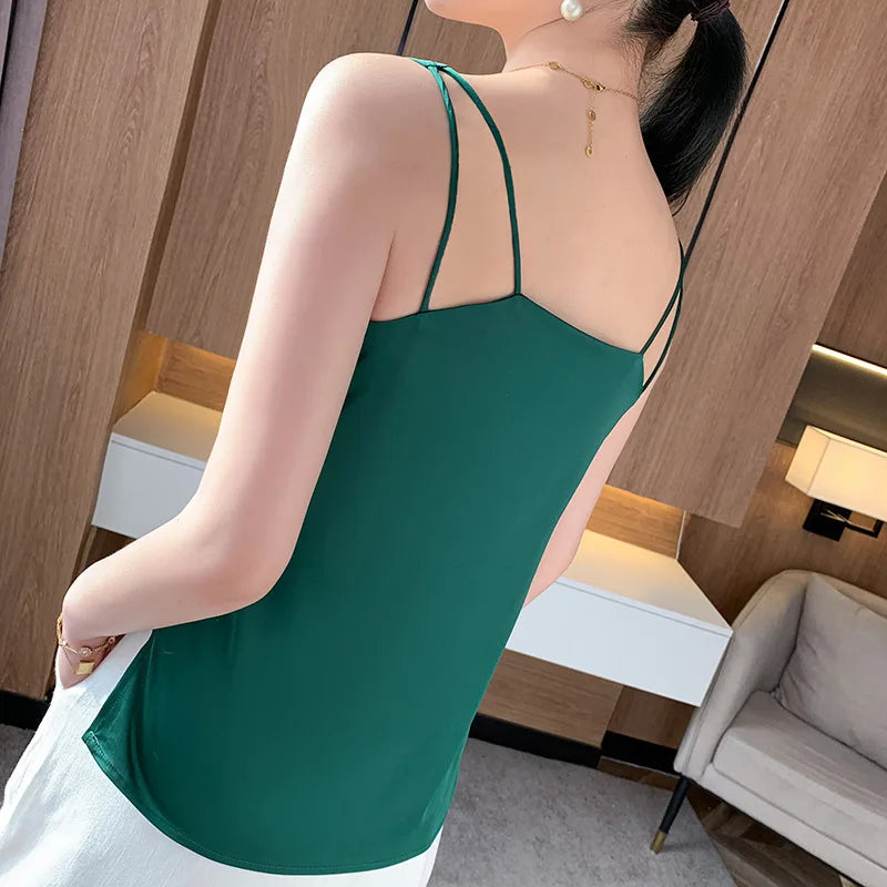 Korean Style V-Neck Solid Tank Top