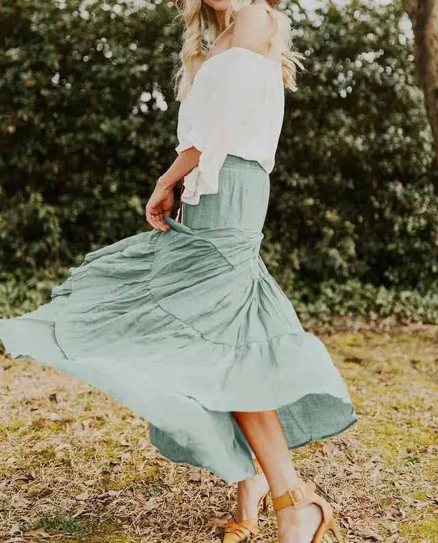 Women High Waist Maxi Boho Skirt