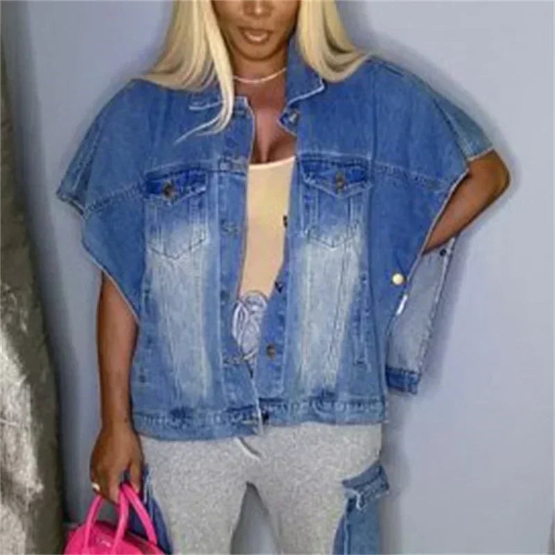 Women’s Sleeveless Vintage Denim Cardigan Coat