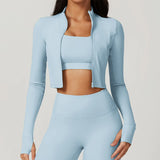 Women's Sexy Zip Long Sleeve Yoga Jacket – Workout Running Cycling Top