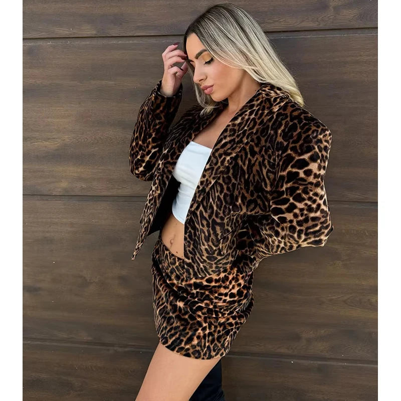 Velvra™ – Leopard Velvet Blazer Set (Luxury Print, Office to Evening Fashion)