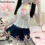 SweetCartoon™ – Embroidered Pleated Y2K Skirt (Cute A-line Faldas)