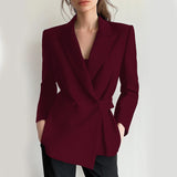 MuseForm™ – Buttoned Shawl Collar Blazer (Elegant Fit, Office Ready)