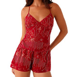 Lace Halter V-Neck Top