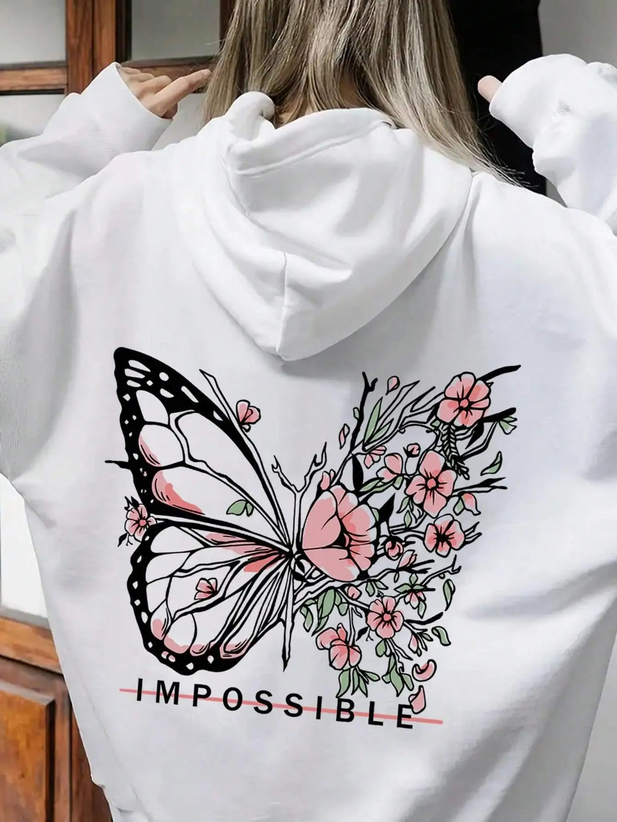Rose Butterfly Graphic Hoodie