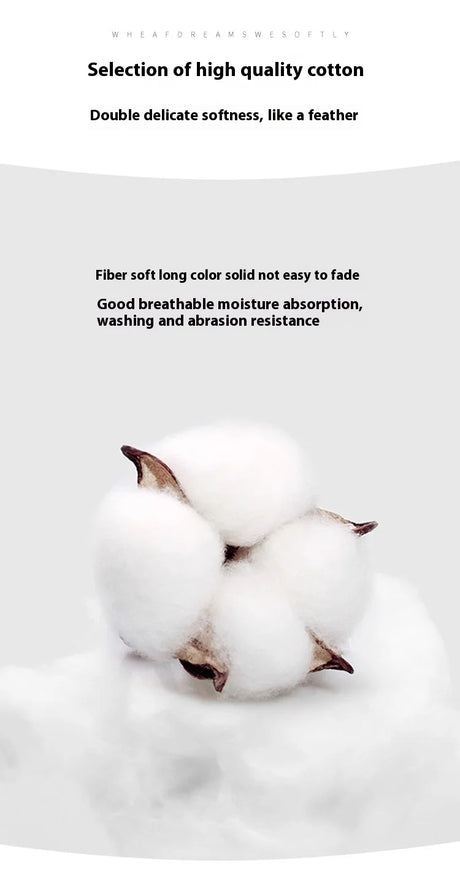 High-quality cotton selection showcasing soft fibers with moisture absorption, resistance to washing and fading.