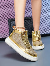Pink Bling High Top Fashion Skate Shoes