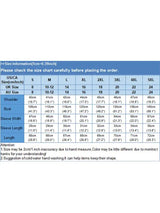 Size chart for ZanzeaEase™ oversized summer blouse detailing US/CA sizes from S to 5XL with measurement in inches.