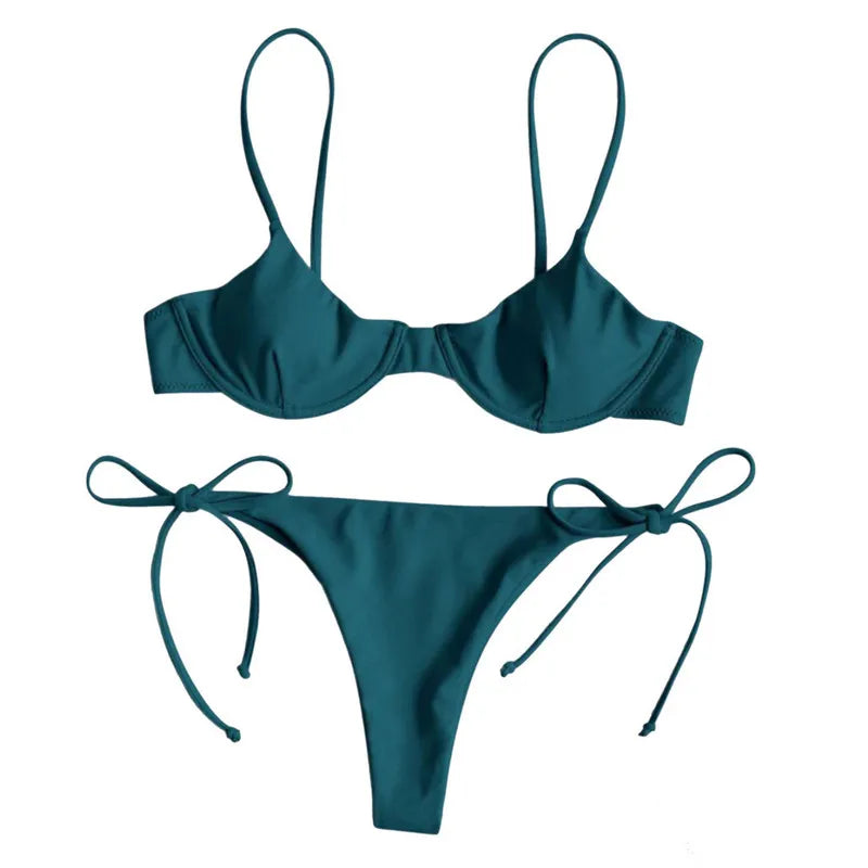 Split V-Neck Bikini Set
