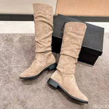 Women Mid Calf Boots Chelsea Lace Up Shoes