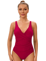 Women V Neck Cross Plus Size Swimsuit